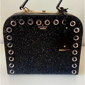 Kate Spade Skyline Way Large Violina Glitter Black Leather PXRU7398